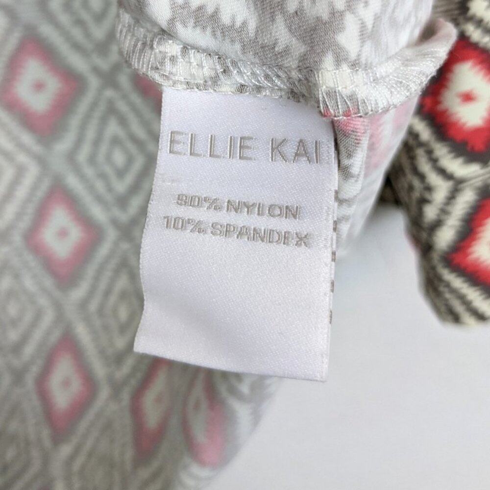 Ellie Kai Blouse 12 Brown Coral Ikat Print Boat Neck Long Sleeve - Picture 7 of 7